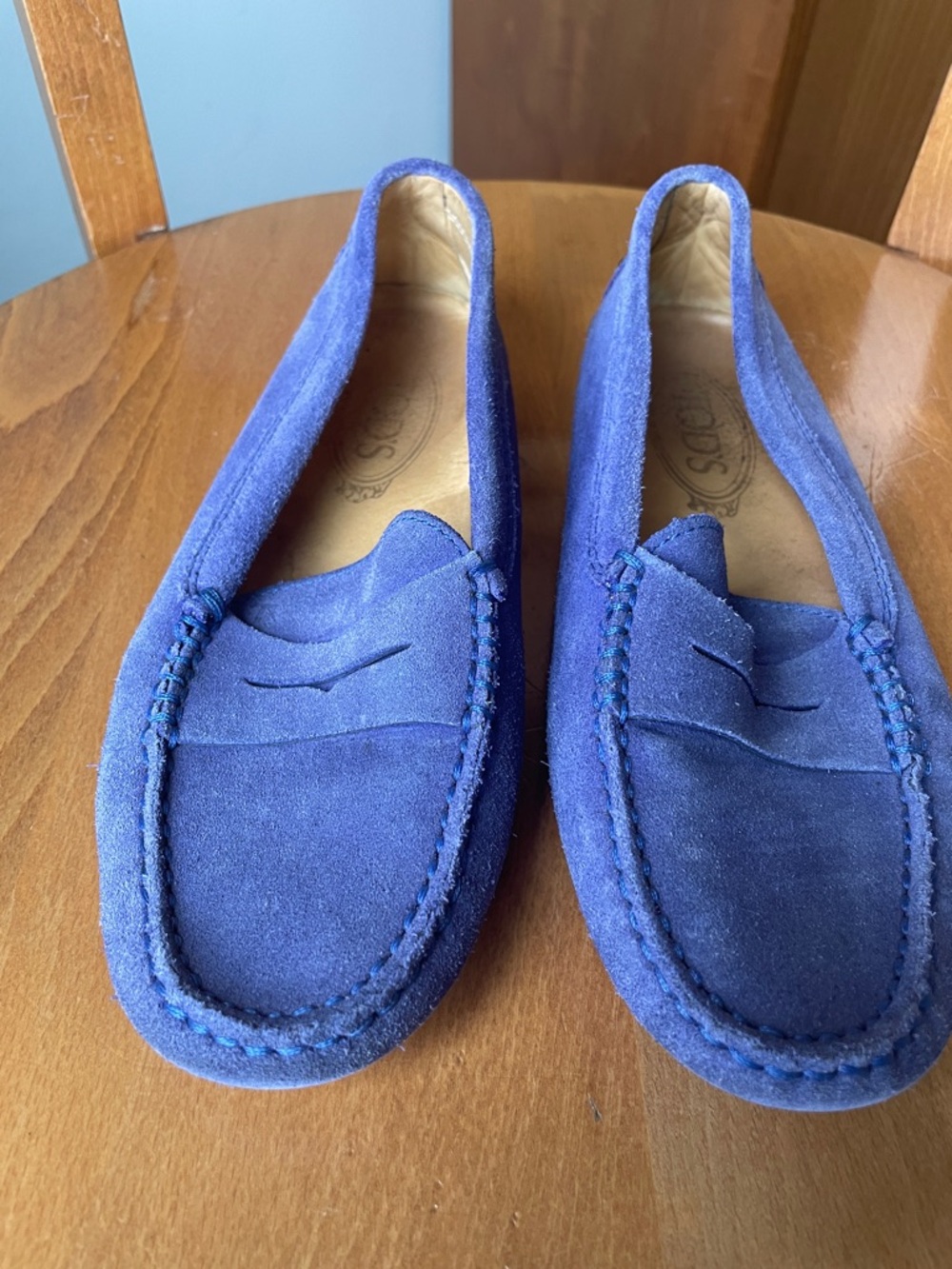 Tod's Blue Suede Driving Moccasin Loafers
